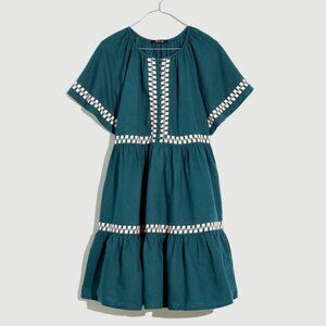 Madewell Embroidered Linen-Blend Flutter-Sleeve Mini Dress